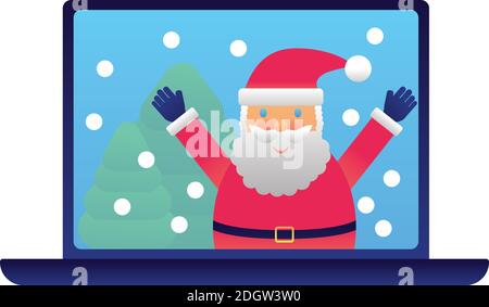 Santa's Virtual Christmas Meet - Quarantine christmas concept Illustration de Vecteur