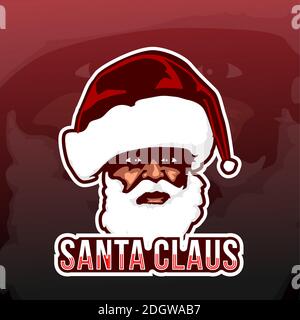 icône de tête du père noël pour le logo de l'équipe esport sur le thème de noël illustration vectorielle Illustration de Vecteur