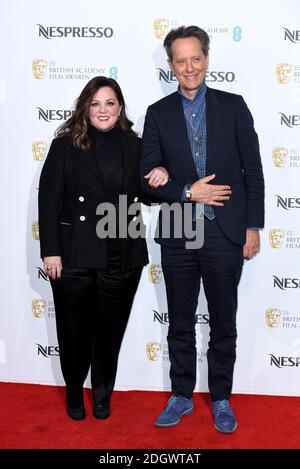 Melissa McCarthy et Richard E. Grant assistent à la partie des nominés des Prix du film de l'Académie britannique Nespresso au Palais de Kensington, Londres Banque D'Images