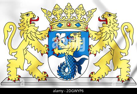 Blason de la province de Flevoland, Pays-Bas. 3D Illustration. Banque D'Images