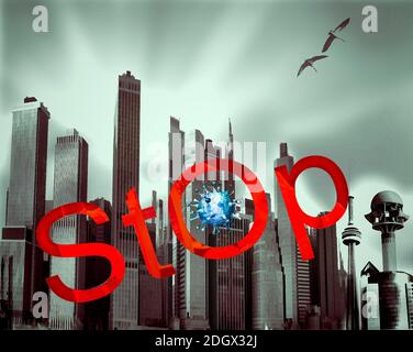 Appel pour arrêter la propagation de l'infection par le coronavirus Banque D'Images