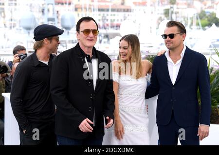 Brad Pitt (à gauche), Quentin Tarantino, Margot Robbie et Leonardo DiCaprio assistent à l'événement une fois à Hollywood Photocall, lors du 72e Festival de Cannes. Crédit photo devrait se lire: Doug Peters/EMPICS Banque D'Images