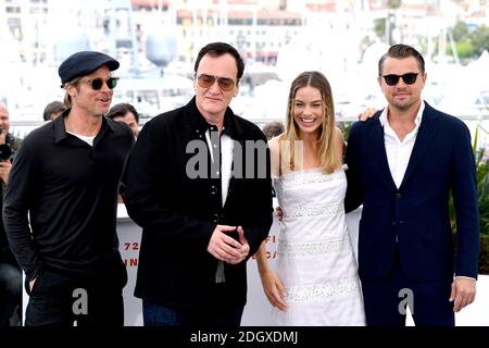 Brad Pitt (à gauche), Quentin Tarantino, Margot Robbie et Leonardo DiCaprio assistent à l'événement une fois à Hollywood Photocall, lors du 72e Festival de Cannes. Crédit photo devrait se lire: Doug Peters/EMPICS Banque D'Images