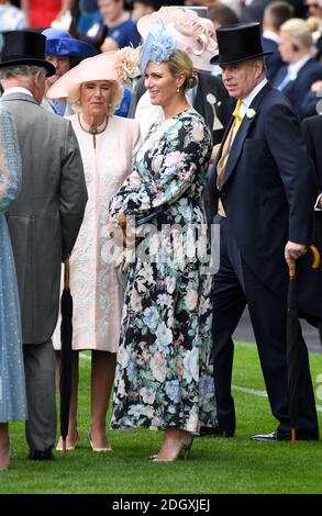 La duchesse de Cornouailles et Zara Tindall arrivant au premier jour de Royal Ascot à l'hippodrome d'Ascot. Banque D'Images