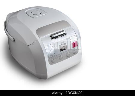 Cuiseur électrique lent moderne sur fond blanc Banque D'Images