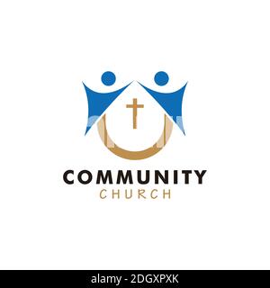 illustration humaine et icône en croix dorée Illustration de Vecteur