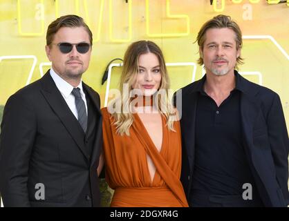 Leonardo DiCaprio, Margot Robbie et Brad Pitt assistant à la fois... Dans Hollywood UK Premiere, tenue à Odeon Luxe, Leicester Square, Londres. Le crédit photo devrait se lire comme suit : Doug Peters/EMPICS Banque D'Images