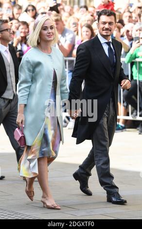 Katy Perry et Orlando Bloom arrivent au mariage d'Ellie Goulding et de Casper Jopling, York Minster. Le crédit photo devrait se lire comme suit : Doug Peters/EMPICS Banque D'Images