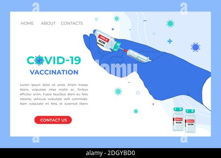 Anti coronavirus maladie COVID-19 infection vaccination médicale page d'accueil. Illustration de Vecteur