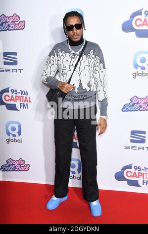 AJ Tracey pendant la course médiatique le deuxième jour du Jingle Bell ball 2019 de Capital avec siège à l'O2 Arena, Londres. Crédit photo devrait lire: Doug Peters/EMPICS Banque D'Images