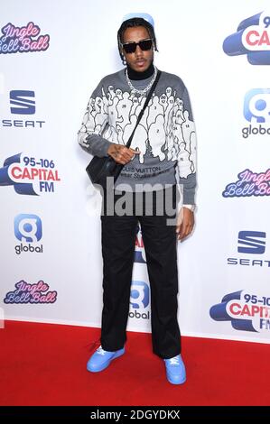 AJ Tracey pendant la course médiatique le deuxième jour du Jingle Bell ball 2019 de Capital avec siège à l'O2 Arena, Londres. Crédit photo devrait lire: Doug Peters/EMPICS Banque D'Images