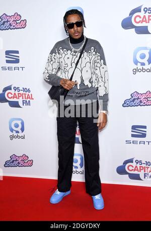 AJ Tracey pendant la course médiatique le deuxième jour du Jingle Bell ball 2019 de Capital avec siège à l'O2 Arena, Londres. Crédit photo devrait lire: Doug Peters/EMPICS Banque D'Images