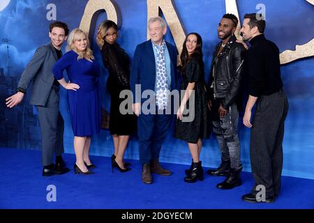 Laurie Davidson, Rebel Wilson, Jennifer Hudson Sir Ian McKennen, Francesca Hayward, Jason Derulo et Robbie Fairchild assistant à la photo de Cats à l'hôtel Corinthia, Londres Banque D'Images