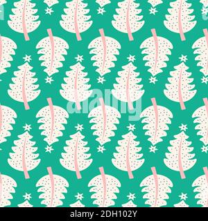 Motif arbre de Noël, joli motif vectoriel de saison sans coutures représentant des arbres et des étoiles festifs. Illustration des fêtes. Illustration de Vecteur