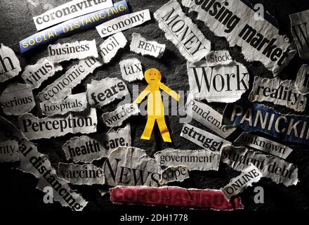 Coronavirus et les manchettes de l'économie Banque D'Images