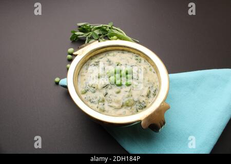 Methi Malai Mutter, cuisine indienne, Inde Banque D'Images