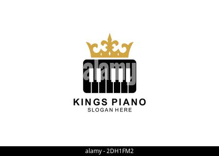 modèle de logo crown et piano. illustration de symbole. Illustration de Vecteur