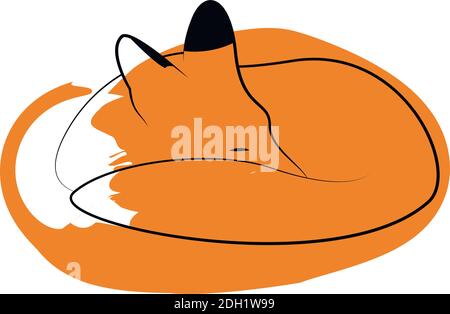 Joli renard endormi avec un vecteur de logo de tache de peinture isolé sur fond blanc. SPE 10 Illustration de Vecteur