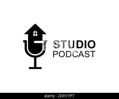 design des icônes de maison et de podcast Illustration de Vecteur