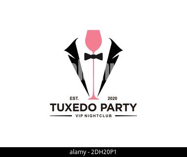 Bow Tie, Tuxedo, Drink Wine Restaurant dîner logo inspiration Illustration de Vecteur