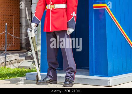 Garde debout Sentry à la Citadelle de Québec, Canada. Banque D'Images