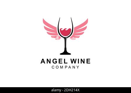 Modèle de logo Angel Wine. Illustration de Vecteur