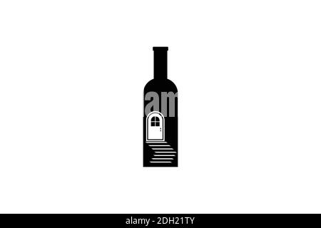 modèle de logo de cave à vin. illustration de symbole. Illustration de Vecteur