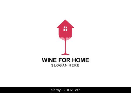 modèle de logo wine for home. illustration de symbole. Illustration de Vecteur