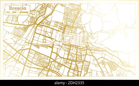 Brescia Italie carte de la ville en style rétro en couleur dorée. Carte de contour. Illustration vectorielle. Illustration de Vecteur