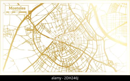 Mostoles Espagne carte de la ville en style rétro en couleur dorée. Carte de contour. Illustration vectorielle. Illustration de Vecteur