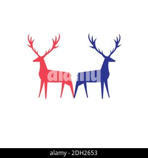 Belle illustration des icônes vectorielles de deux rennes de Noël isolés dessus un arrière-plan blanc Illustration de Vecteur