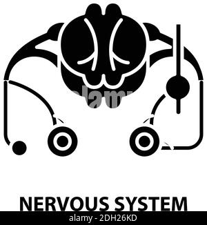 icône du système nerveux, signe vectoriel noir avec traits modifiables, illustration du concept Illustration de Vecteur