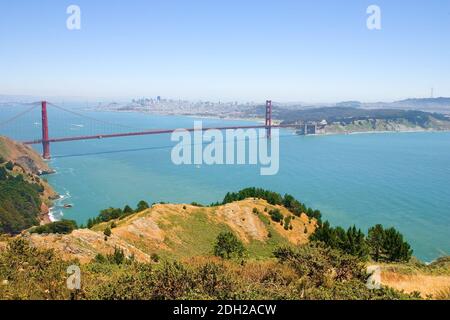Vue sur le célèbre Golden Gate Bridge de San Francisco, Californie Banque D'Images