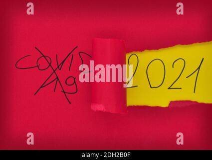 goodbye 2020, welcome 2021. Conceptual photo for leaving behind the year 2020 Banque D'Images