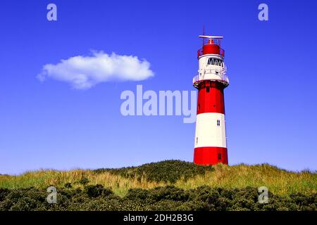 Der elektrische Leuchtturm auf der Insel Borkum, Ostfriesische Inseln, Niedersachsen, Bundesrepublik Deutschland. Banque D'Images