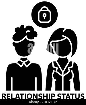 icône d'état de relation, signe vectoriel noir avec traits modifiables, illustration de concept Illustration de Vecteur
