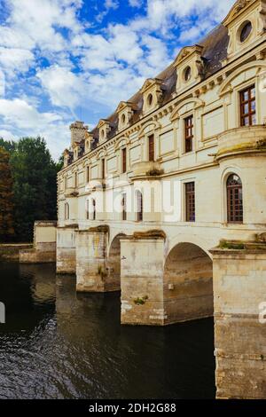 23 juillet 2017 le château de Chenonceau. France. La façade du château médiéval des dames. Le château royal médiéval de Chenon Banque D'Images