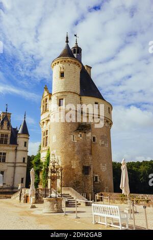 23 juillet 2017 le château de Chenonceau. France. La façade du château médiéval des dames. Le château royal médiéval de Chenon Banque D'Images