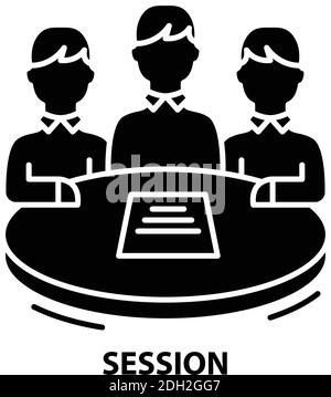 icône de session, signe vectoriel noir avec traits modifiables, illustration de concept Illustration de Vecteur