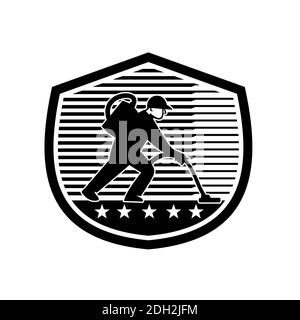 Aspirateur Janitor pour aspirateur avec écran de nettoyage rétro noir Et blanc Banque D'Images