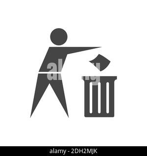 Ne pas gaspiller l'affiche. Homme qui jette des déchets. Illustration. Banque D'Images