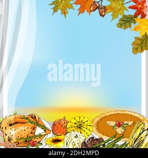 Illustration du vecteur de fond de Thanksgiving automne. Illustration de Vecteur