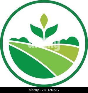 green plantation farm estate icône plate logo vector concept design Illustration de Vecteur