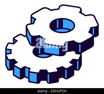 Icône d'engrenage isométrique, illustration de la ligne d'élément de mécanisme Illustration de Vecteur