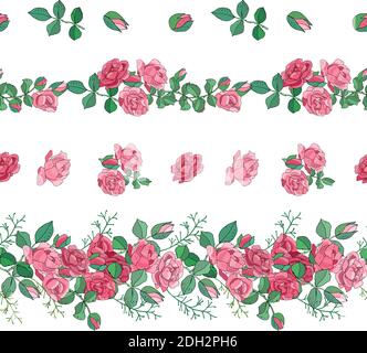 Motif fleuri sans coutures avec roses. Excellente impression pour cartes de vœux, vêtements, linge de lit, tissus, textiles, papier peint, papier d'emballage, boîte-cadeau. Illustration de Vecteur