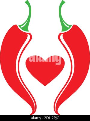 motif vectoriel logo plat love red chilies icon Illustration de Vecteur