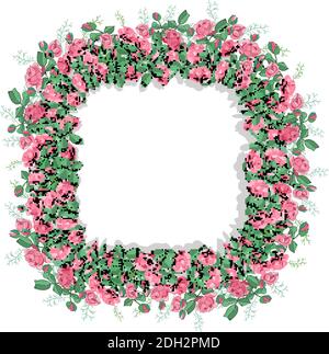 Modèle floral avec roses roses roses isolées sur fond blanc. Illustration de Vecteur