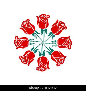 red rose concept logo icône vecteur concept design Illustration de Vecteur