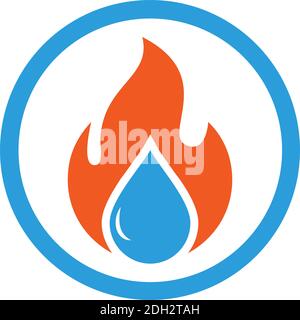 eau et feu énergie plate icône logo plat vecteur concept conception Illustration de Vecteur