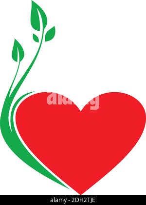 logo love plant flat icon motif vectoriel plat Illustration de Vecteur